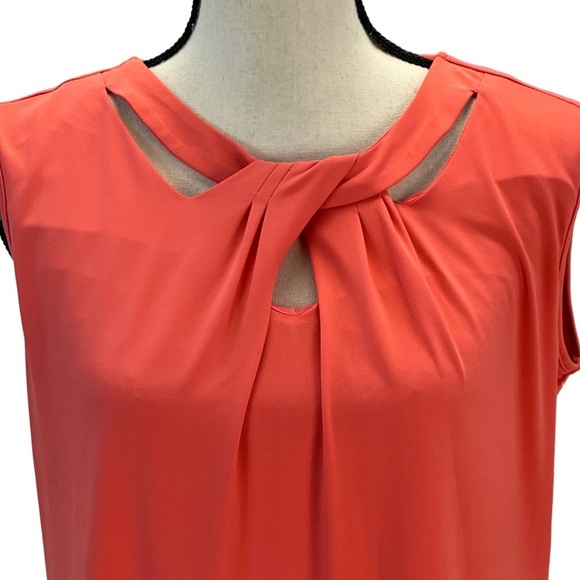 Ellen Tracy Sleeveless Cut Out Knot Neck Mini Dress - Coral Pink - size XSmall - Picture 2 of 11